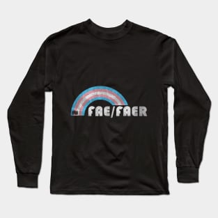 Grunge Transgender Pride - Fae/Faer Pronouns Long Sleeve T-Shirt